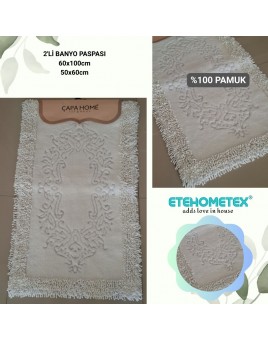 ÇAPA HOME PAMUK 2'Lİ BANYO PASPASI KREM 8696474231914
